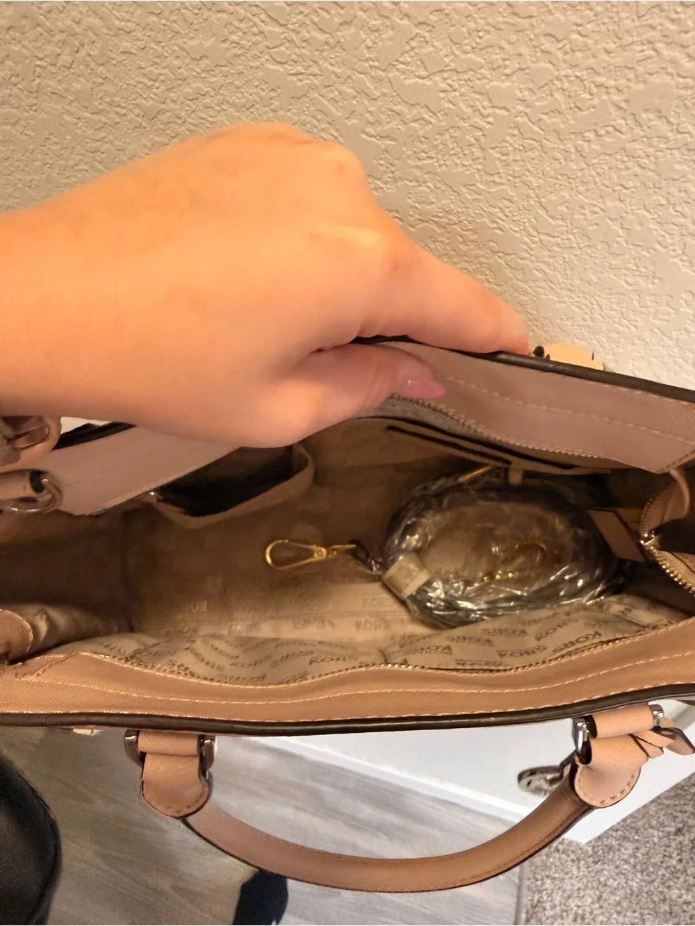 Michael Kors Blush Saffiano Leather Satchel with Crossbody Strap